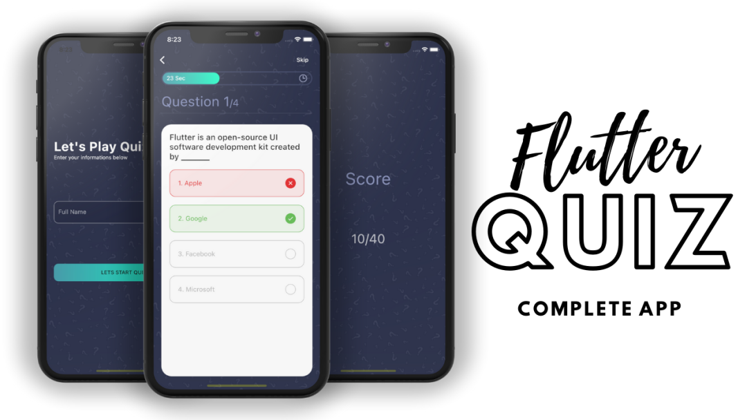 跨平台：Flutter Quiz测验应用程序模板